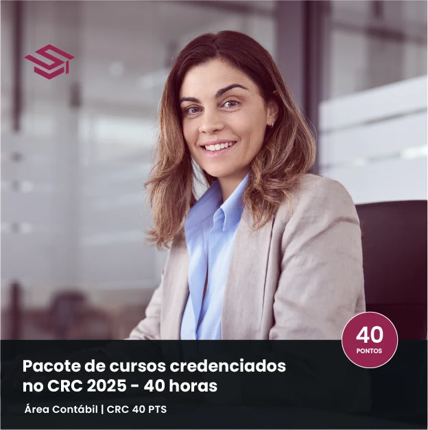 Pacote de cursos ao vivo credenciados no CRC 2025, 40 horas, Escola Superior