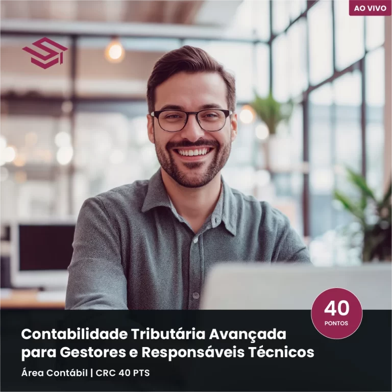 Contador analisando demonstrações contábeis e relatórios de consolidação em escritório, representando o curso de Contabilidade Avançada 2026 da Escola Superior.