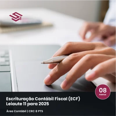 Profissional analisando relatórios fiscais em notebook, representando o curso ECF – Escrituração Contábil Fiscal com foco em exclusões do E-Lalur e mudanças no tipo de relacionamento