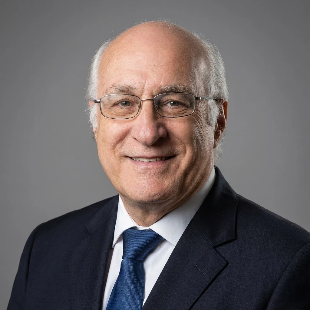 Professor Osmar Reis, especialista em consultoria tributária da Escola Superior, em retrato profissional de terno e gravata azul